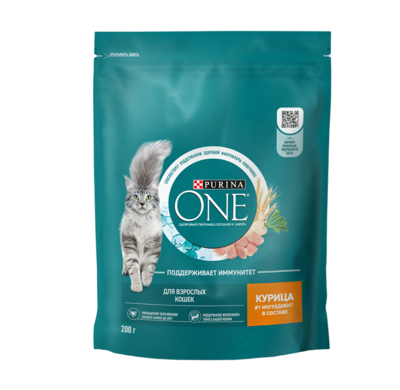 Сухой корм для кошек Purina ONE корм для кошек с курицей и злаками